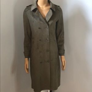 Zara faux suede army green trench jacket